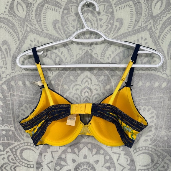 Nwt $44 Aerie American Eagle Katie Lightly Lined T Shirt Bra Yellow Blue 36B - Picture 2 of 11